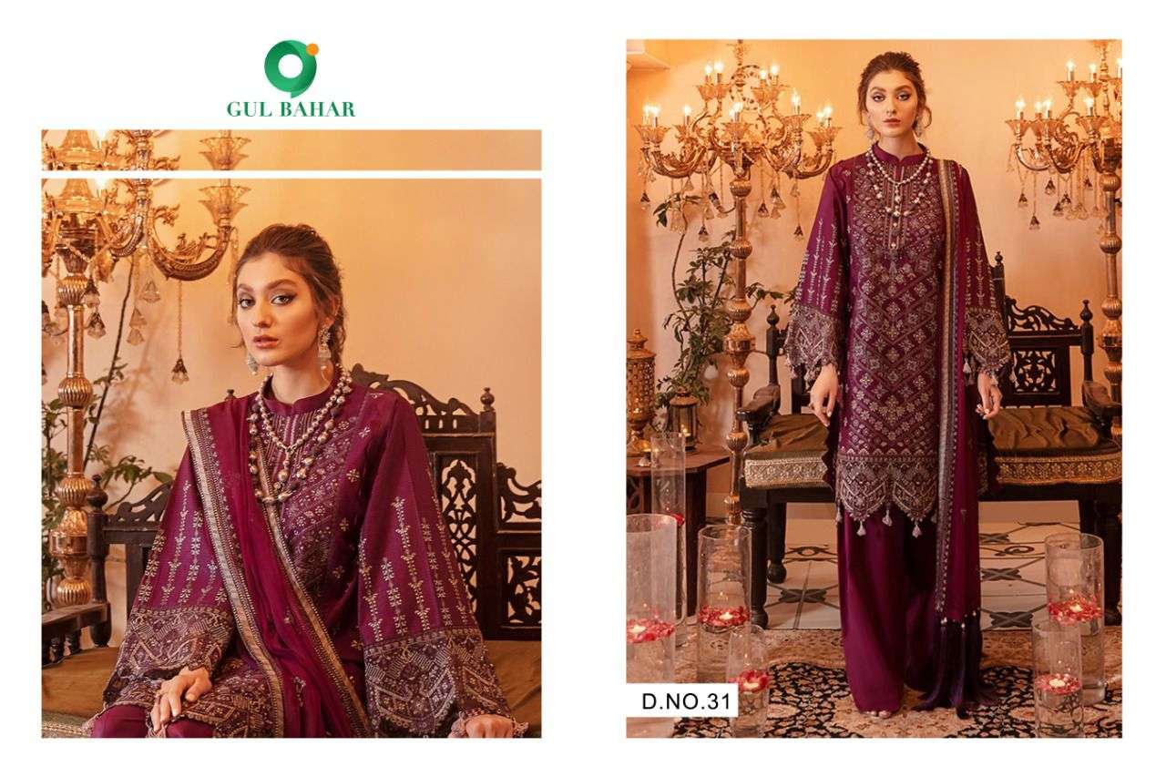 AFROZ BY GUL BAHAR 31 TO 34 SERIES BEAUTIFUL PAKISTANI SUITS COLORFUL STYLISH FANCY CASUAL WEAR & ETHNIC WEAR HEAVY FAUX GEORGETTE DRESSES AT WHOLESALE PRICE