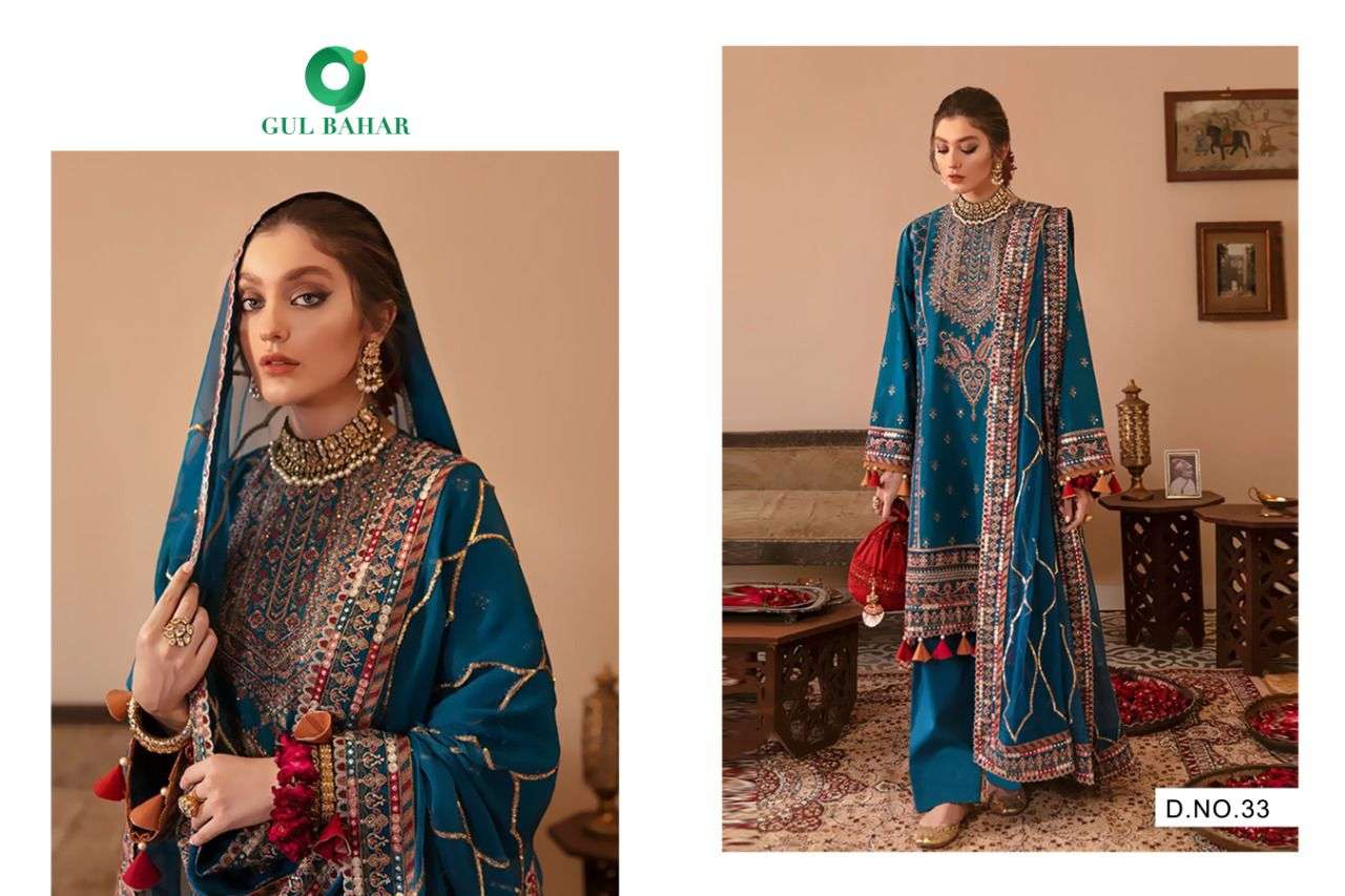 AFROZ BY GUL BAHAR 31 TO 34 SERIES BEAUTIFUL PAKISTANI SUITS COLORFUL STYLISH FANCY CASUAL WEAR & ETHNIC WEAR HEAVY FAUX GEORGETTE DRESSES AT WHOLESALE PRICE