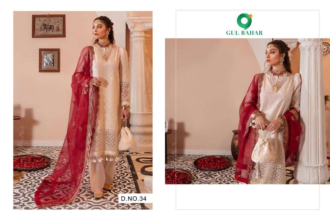 AFROZ BY GUL BAHAR 31 TO 34 SERIES BEAUTIFUL PAKISTANI SUITS COLORFUL STYLISH FANCY CASUAL WEAR & ETHNIC WEAR HEAVY FAUX GEORGETTE DRESSES AT WHOLESALE PRICE