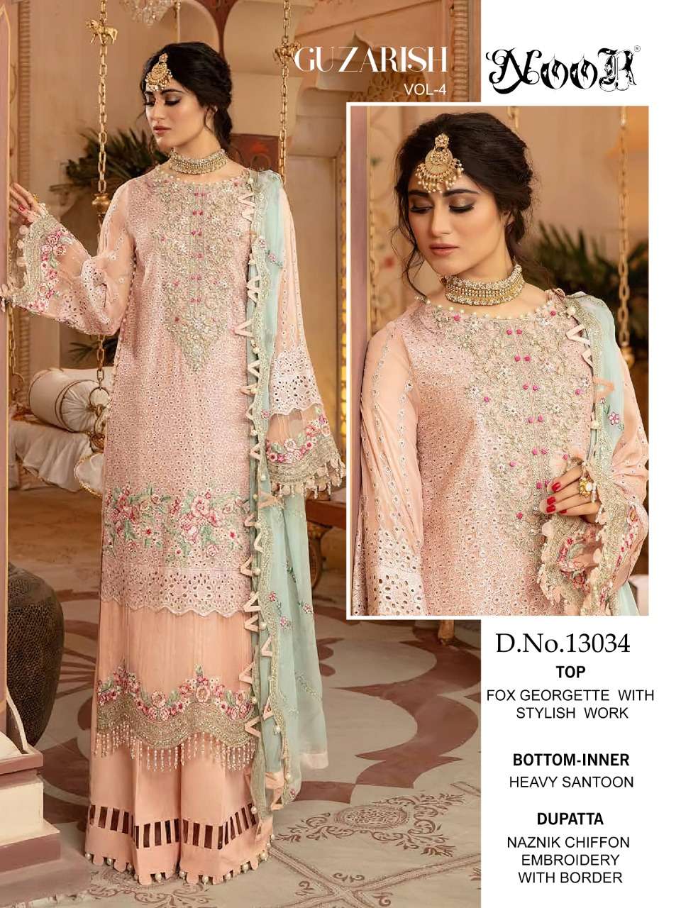 Guzarish Vol-4 By Noor 13032 To 13034 Series Pakistani Suits Beautiful Fancy Colorful Stylish Party Wear & Occasional Wear Heavy Georgette Embroidered Dresses At Wholesale Price