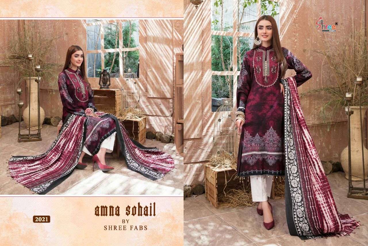 AMNA SOHAIL BY SHREE FABS 2021 TO 2028 SERIES DESIGNER PAKISTANI SUITS BEAUTIFUL STYLISH FANCY COLORFUL PARTY WEAR & OCCASIONAL WEAR PURE COTTON PRINT DRESSES AT WHOLESALE PRICE