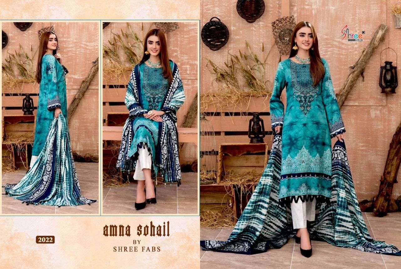 AMNA SOHAIL BY SHREE FABS 2021 TO 2028 SERIES DESIGNER PAKISTANI SUITS BEAUTIFUL STYLISH FANCY COLORFUL PARTY WEAR & OCCASIONAL WEAR PURE COTTON PRINT DRESSES AT WHOLESALE PRICE