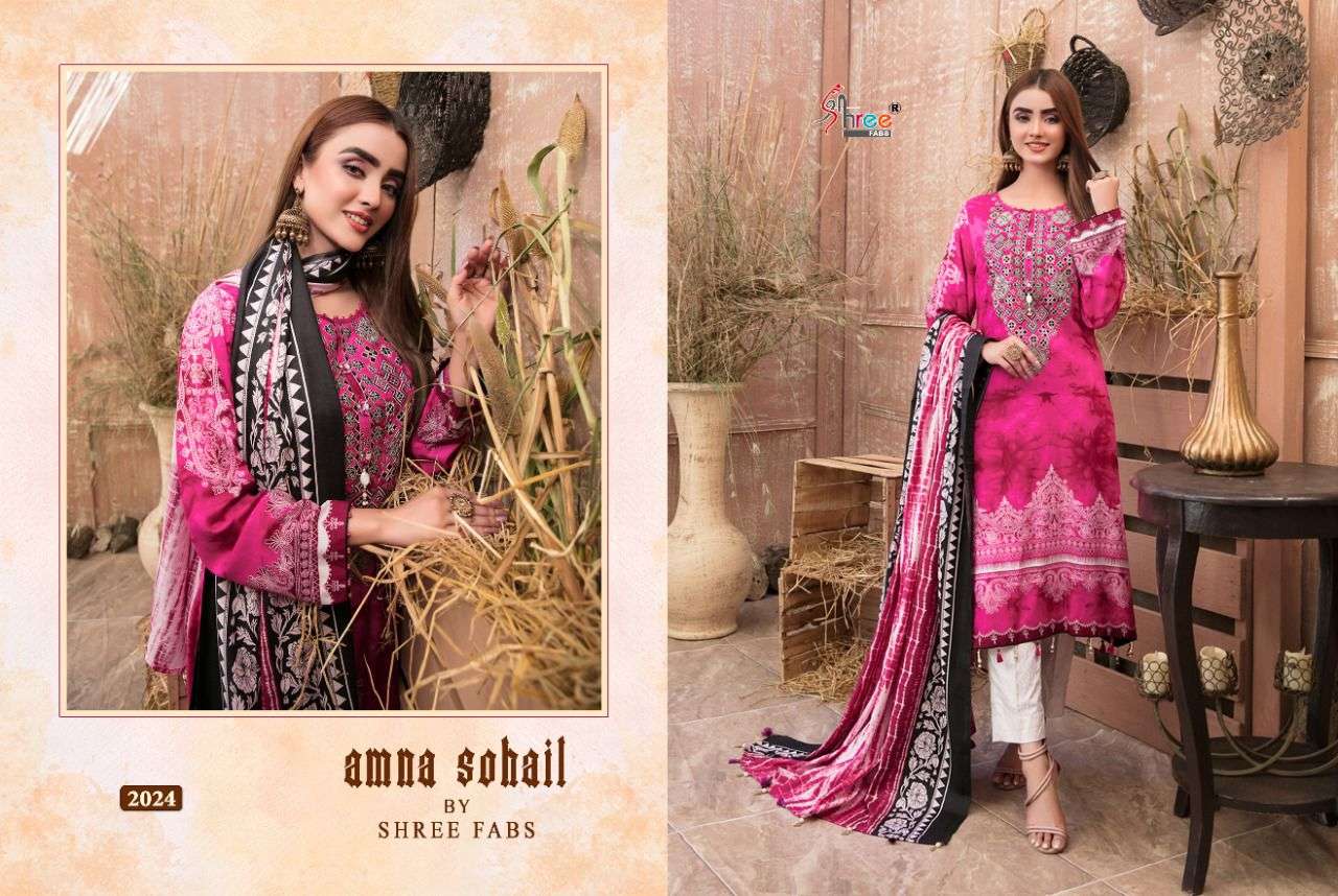 AMNA SOHAIL BY SHREE FABS 2021 TO 2028 SERIES DESIGNER PAKISTANI SUITS BEAUTIFUL STYLISH FANCY COLORFUL PARTY WEAR & OCCASIONAL WEAR PURE COTTON PRINT DRESSES AT WHOLESALE PRICE