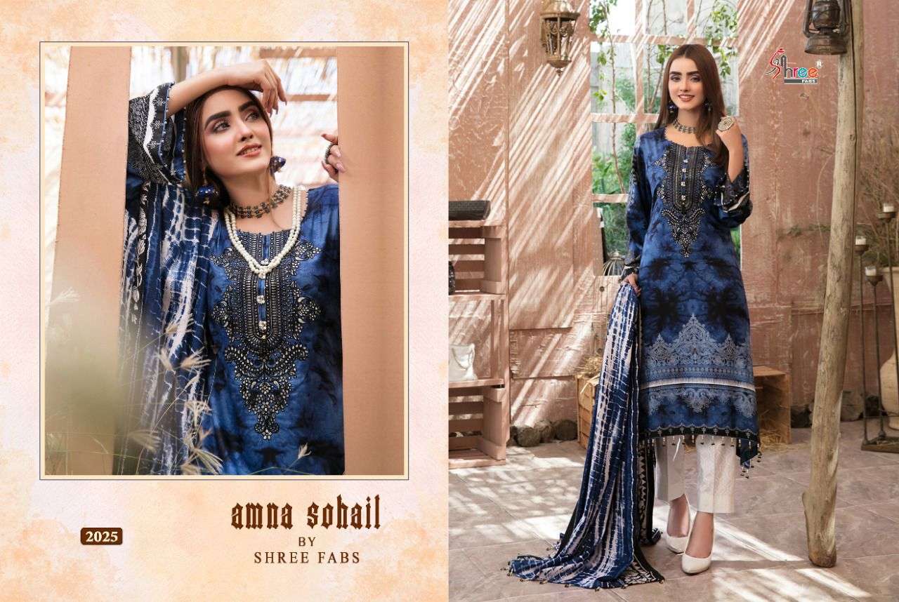 AMNA SOHAIL BY SHREE FABS 2021 TO 2028 SERIES DESIGNER PAKISTANI SUITS BEAUTIFUL STYLISH FANCY COLORFUL PARTY WEAR & OCCASIONAL WEAR PURE COTTON PRINT DRESSES AT WHOLESALE PRICE