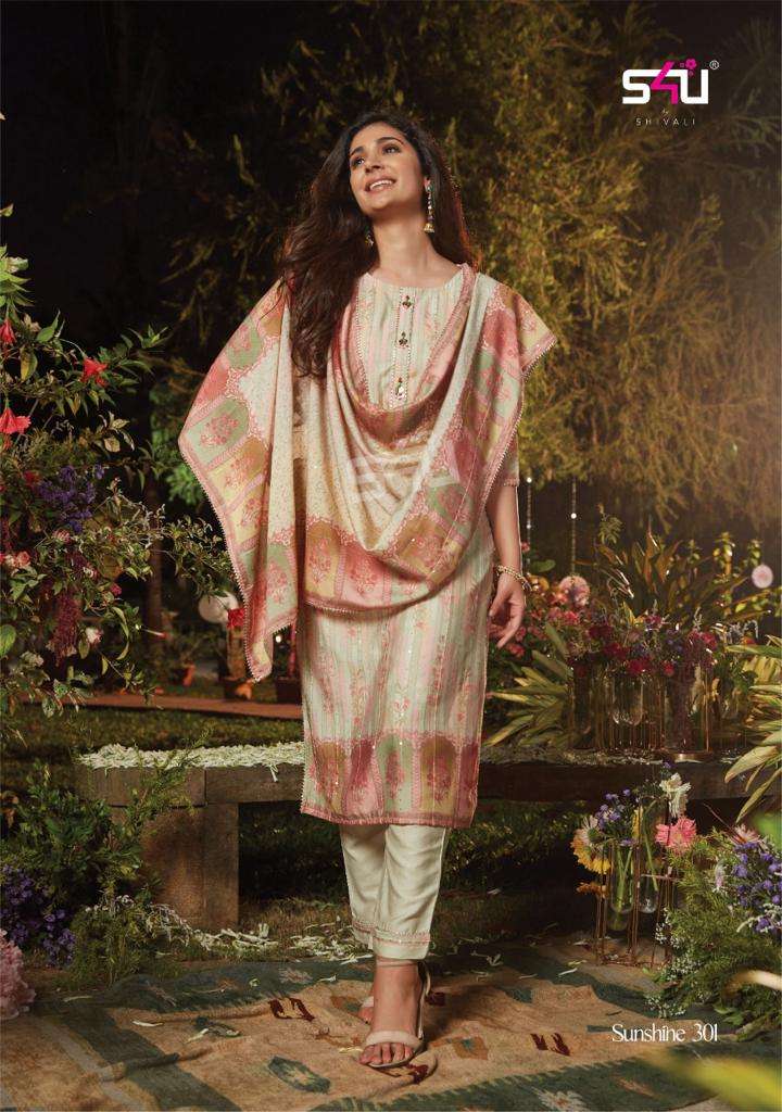 SUNSHINE VOL-3 BY S4U FASHION 301 TO 306 SERIES BEAUTIFUL SUITS COLORFUL STYLISH FANCY CASUAL WEAR & ETHNIC WEAR SILK DRESSES AT WHOLESALE PRICE