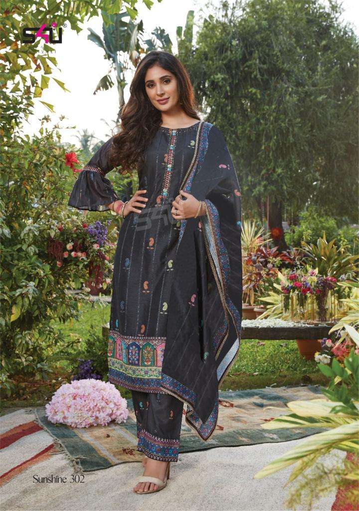 SUNSHINE VOL-3 BY S4U FASHION 301 TO 306 SERIES BEAUTIFUL SUITS COLORFUL STYLISH FANCY CASUAL WEAR & ETHNIC WEAR SILK DRESSES AT WHOLESALE PRICE