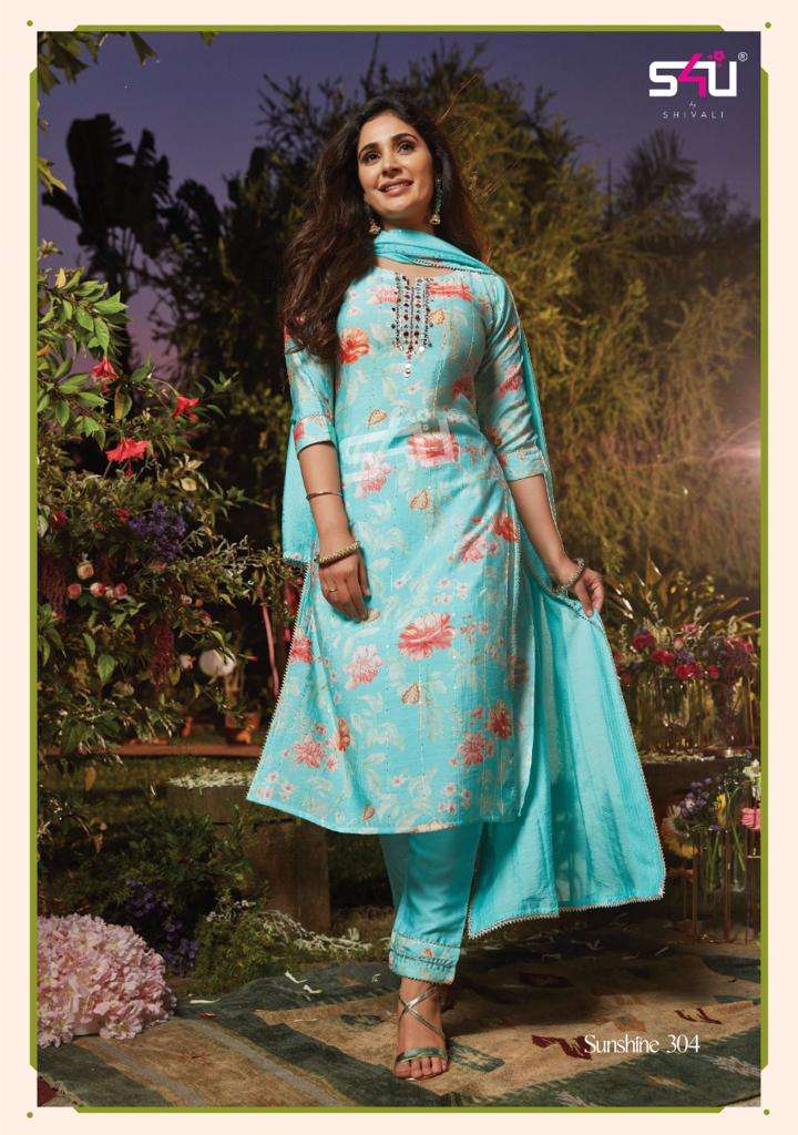 SUNSHINE VOL-3 BY S4U FASHION 301 TO 306 SERIES BEAUTIFUL SUITS COLORFUL STYLISH FANCY CASUAL WEAR & ETHNIC WEAR SILK DRESSES AT WHOLESALE PRICE