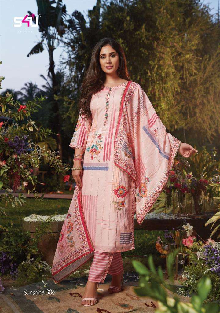 SUNSHINE VOL-3 BY S4U FASHION 301 TO 306 SERIES BEAUTIFUL SUITS COLORFUL STYLISH FANCY CASUAL WEAR & ETHNIC WEAR SILK DRESSES AT WHOLESALE PRICE