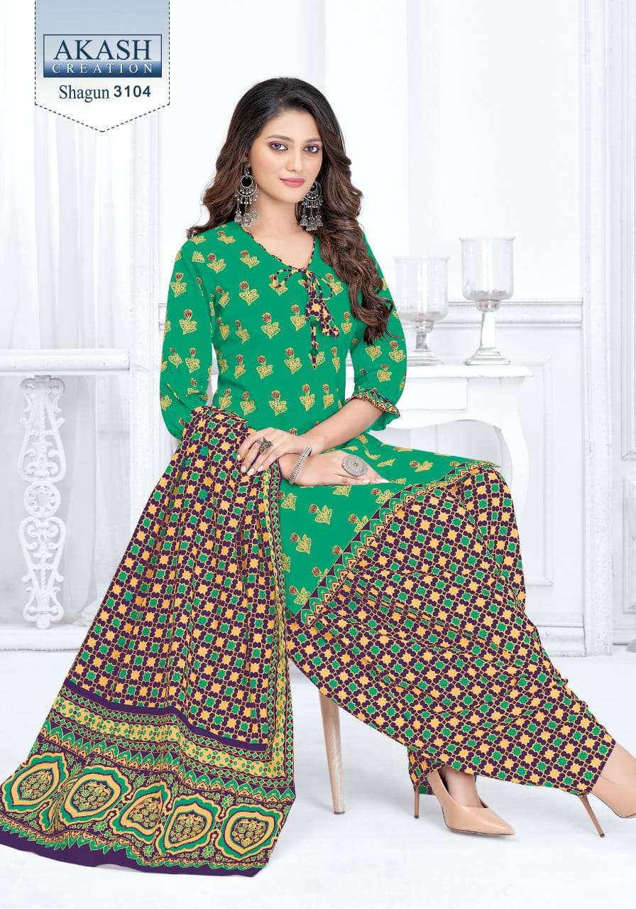 SHAGUN VOL-31 BY AKASH CREATION 3101 TO 3125 SERIES BEAUTIFUL SUITS COLORFUL STYLISH FANCY CASUAL WEAR & ETHNIC WEAR PURE COTTON DRESSES AT WHOLESALE PRICE