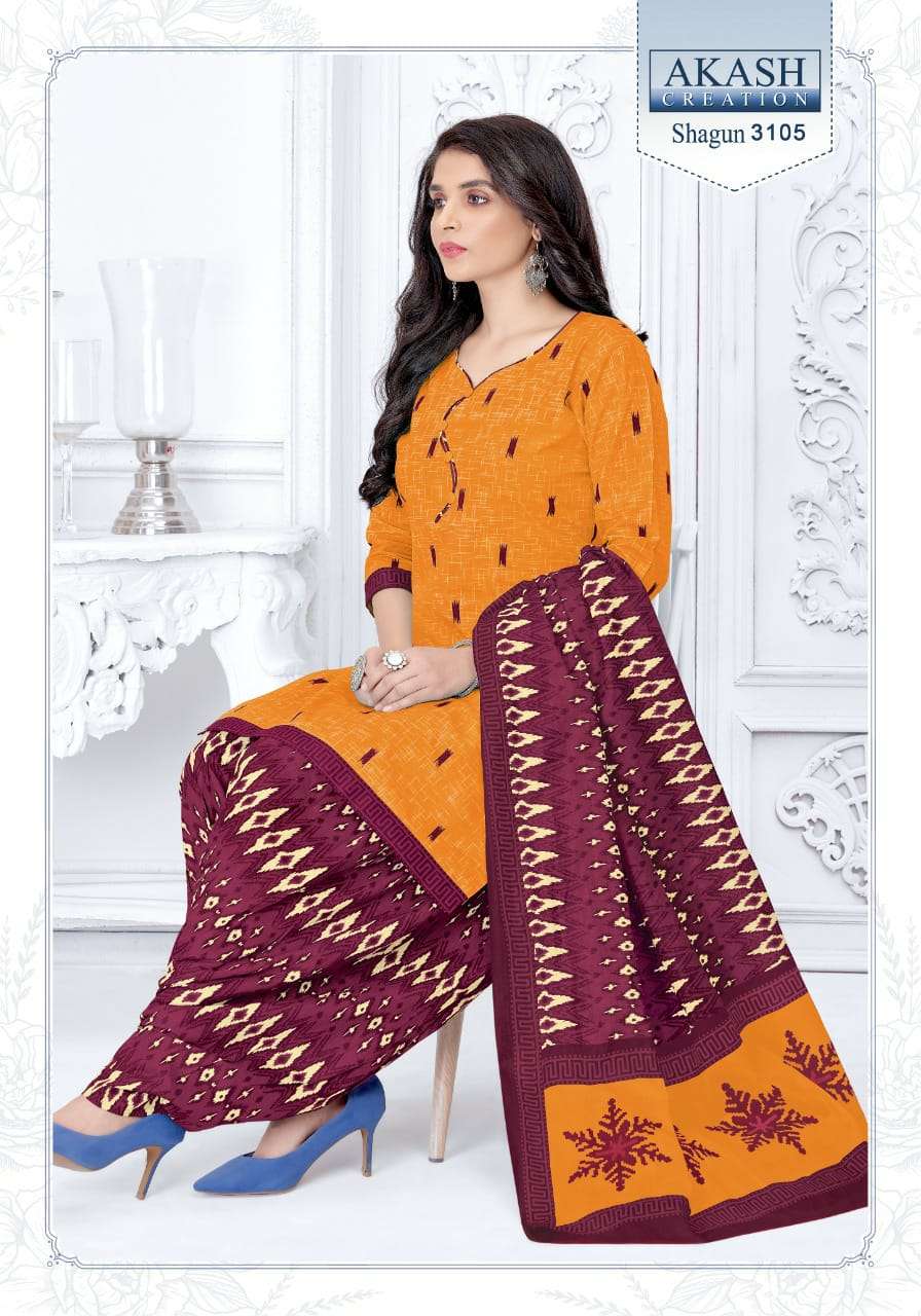 SHAGUN VOL-31 BY AKASH CREATION 3101 TO 3125 SERIES BEAUTIFUL SUITS COLORFUL STYLISH FANCY CASUAL WEAR & ETHNIC WEAR PURE COTTON DRESSES AT WHOLESALE PRICE