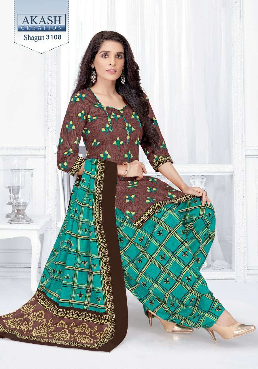 SHAGUN VOL-31 BY AKASH CREATION 3101 TO 3125 SERIES BEAUTIFUL SUITS COLORFUL STYLISH FANCY CASUAL WEAR & ETHNIC WEAR PURE COTTON DRESSES AT WHOLESALE PRICE