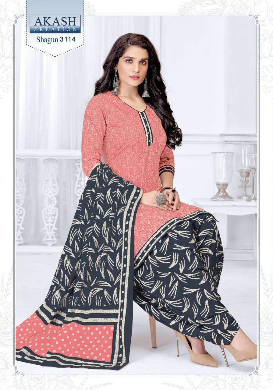 SHAGUN VOL-31 BY AKASH CREATION 3101 TO 3125 SERIES BEAUTIFUL SUITS COLORFUL STYLISH FANCY CASUAL WEAR & ETHNIC WEAR PURE COTTON DRESSES AT WHOLESALE PRICE