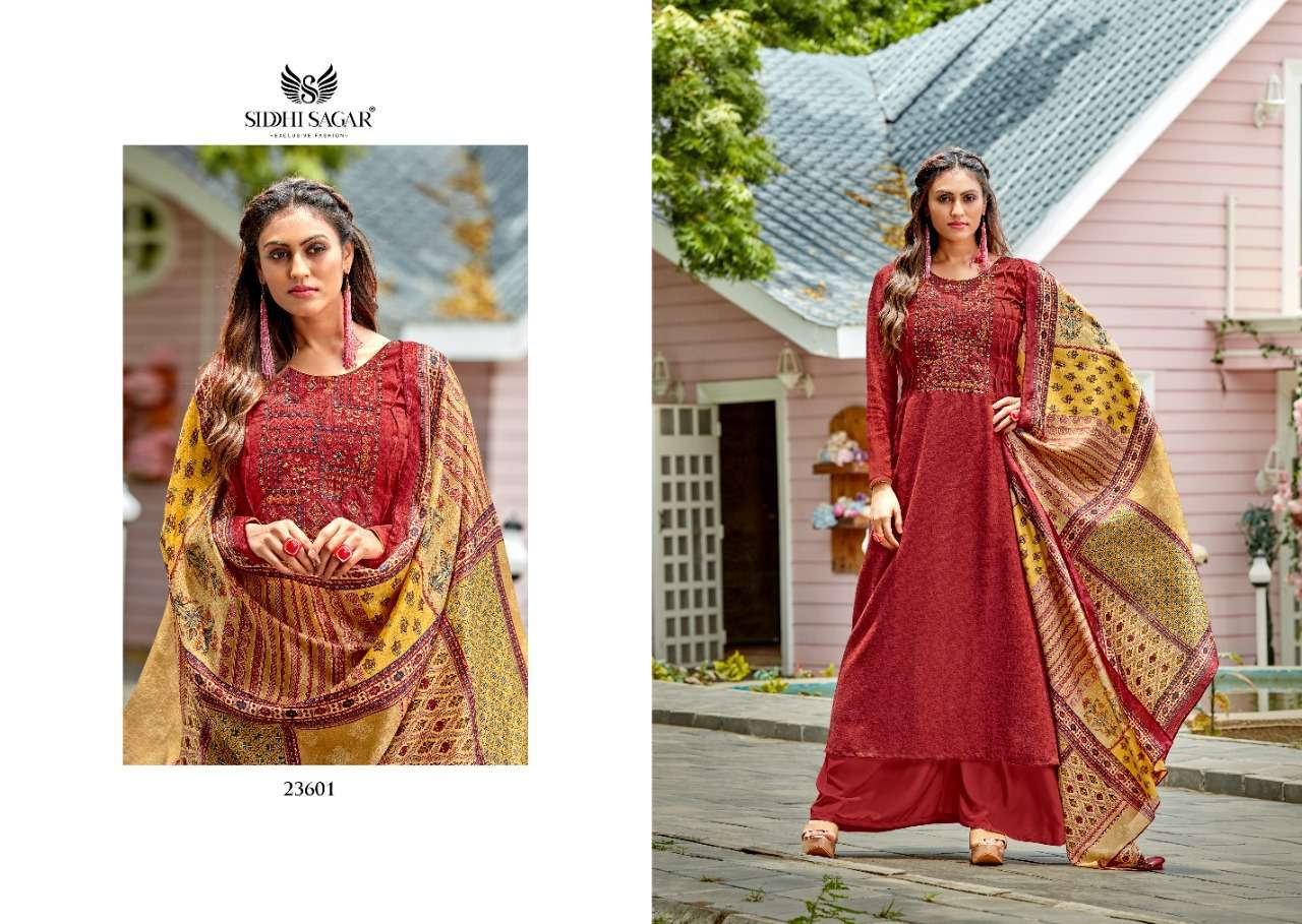 BELLE BY SIDDHI SAGAR 23601 TO 23608 SERIES BEAUTIFUL STYLISH SUITS FANCY COLORFUL CASUAL WEAR & ETHNIC WEAR & READY TO WEAR PURE PASHMINA PRINTED DRESSES AT WHOLESALE PRICE