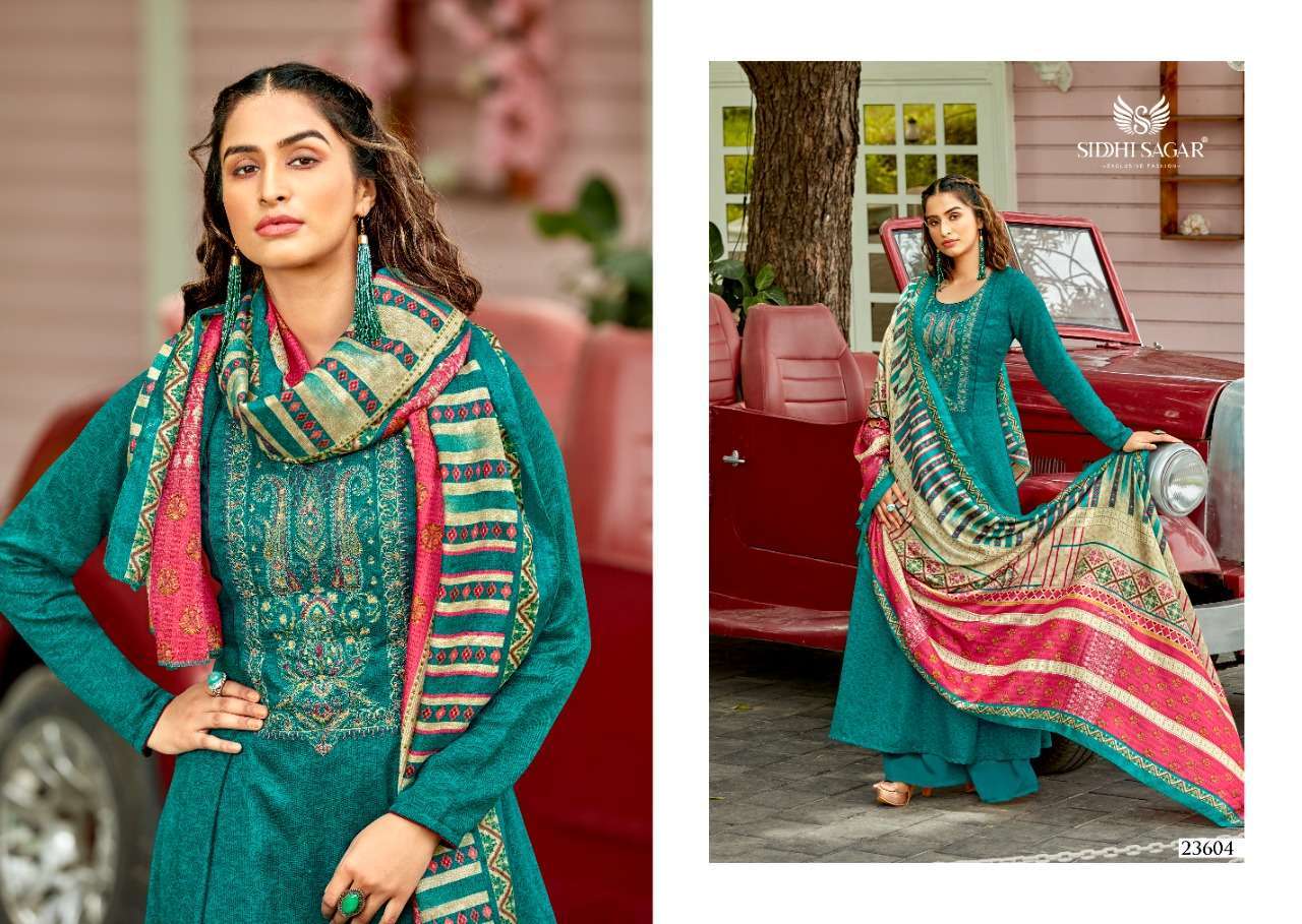 BELLE BY SIDDHI SAGAR 23601 TO 23608 SERIES BEAUTIFUL STYLISH SUITS FANCY COLORFUL CASUAL WEAR & ETHNIC WEAR & READY TO WEAR PURE PASHMINA PRINTED DRESSES AT WHOLESALE PRICE