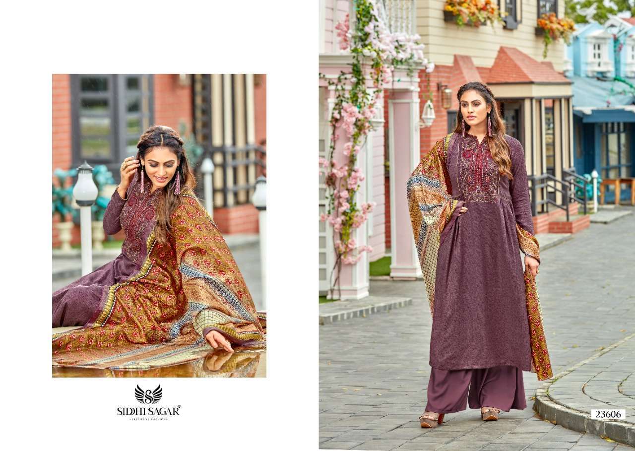 BELLE BY SIDDHI SAGAR 23601 TO 23608 SERIES BEAUTIFUL STYLISH SUITS FANCY COLORFUL CASUAL WEAR & ETHNIC WEAR & READY TO WEAR PURE PASHMINA PRINTED DRESSES AT WHOLESALE PRICE