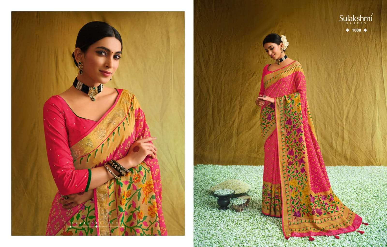 DEVIKA BY SULAKSHMI 1001 TO 1012 SERIES INDIAN TRADITIONAL WEAR COLLECTION BEAUTIFUL STYLISH FANCY COLORFUL PARTY WEAR & OCCASIONAL WEAR VISCOSE BRASSO SAREES AT WHOLESALE PRICE