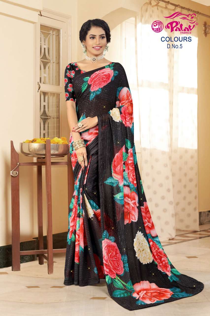 COLOURS BY PALAV INDIAN TRADITIONAL WEAR COLLECTION BEAUTIFUL STYLISH FANCY COLORFUL PARTY WEAR & OCCASIONAL WEAR GEORGETTE SAREES AT WHOLESALE PRICE