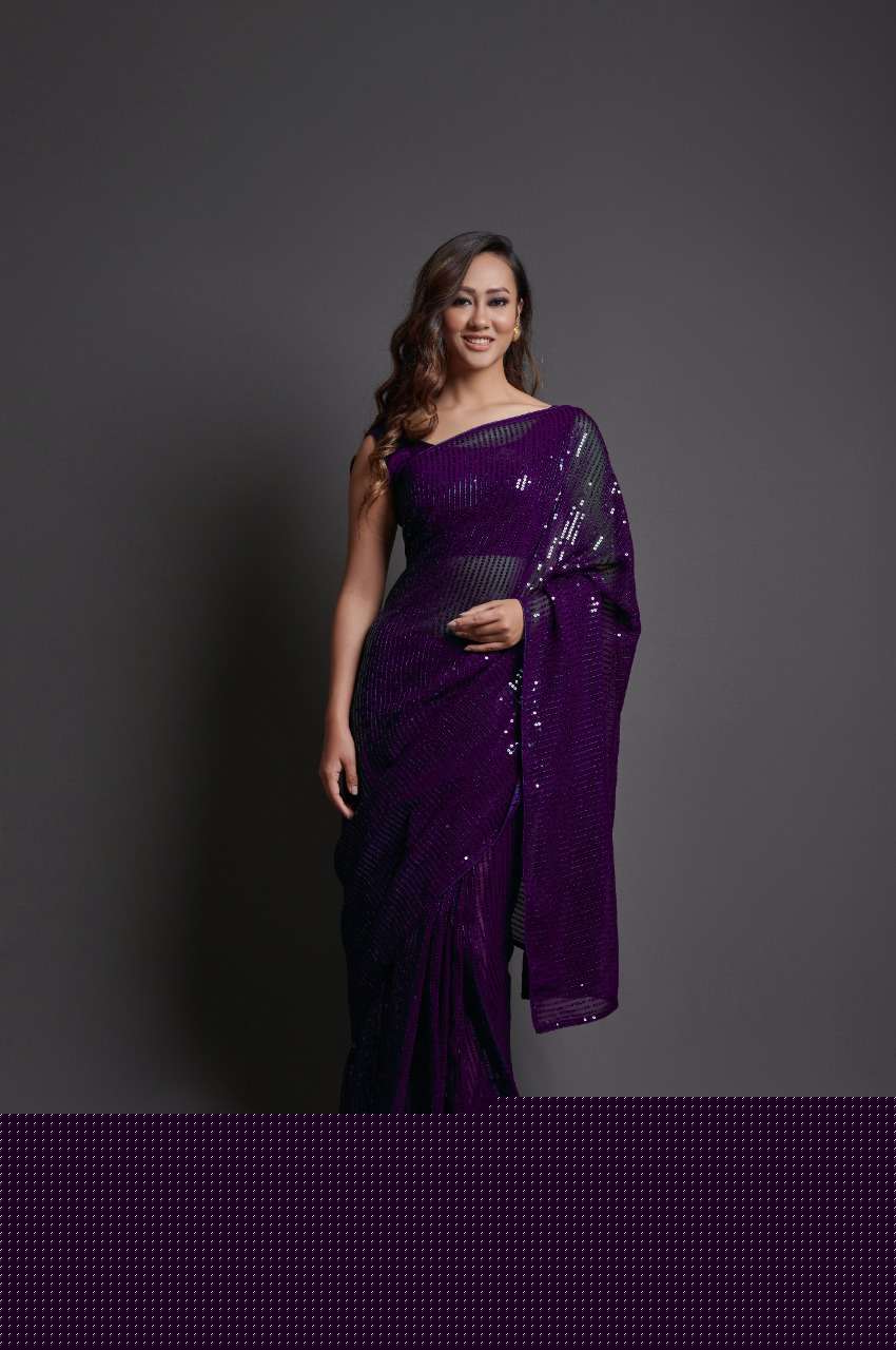 GEORGETTE GLITTER BY PURPLE CREATION 01 TO 06 SERIES INDIAN TRADITIONAL WEAR COLLECTION BEAUTIFUL STYLISH FANCY COLORFUL PARTY WEAR & OCCASIONAL WEAR GEORGETTE SAREES AT WHOLESALE PRICE
