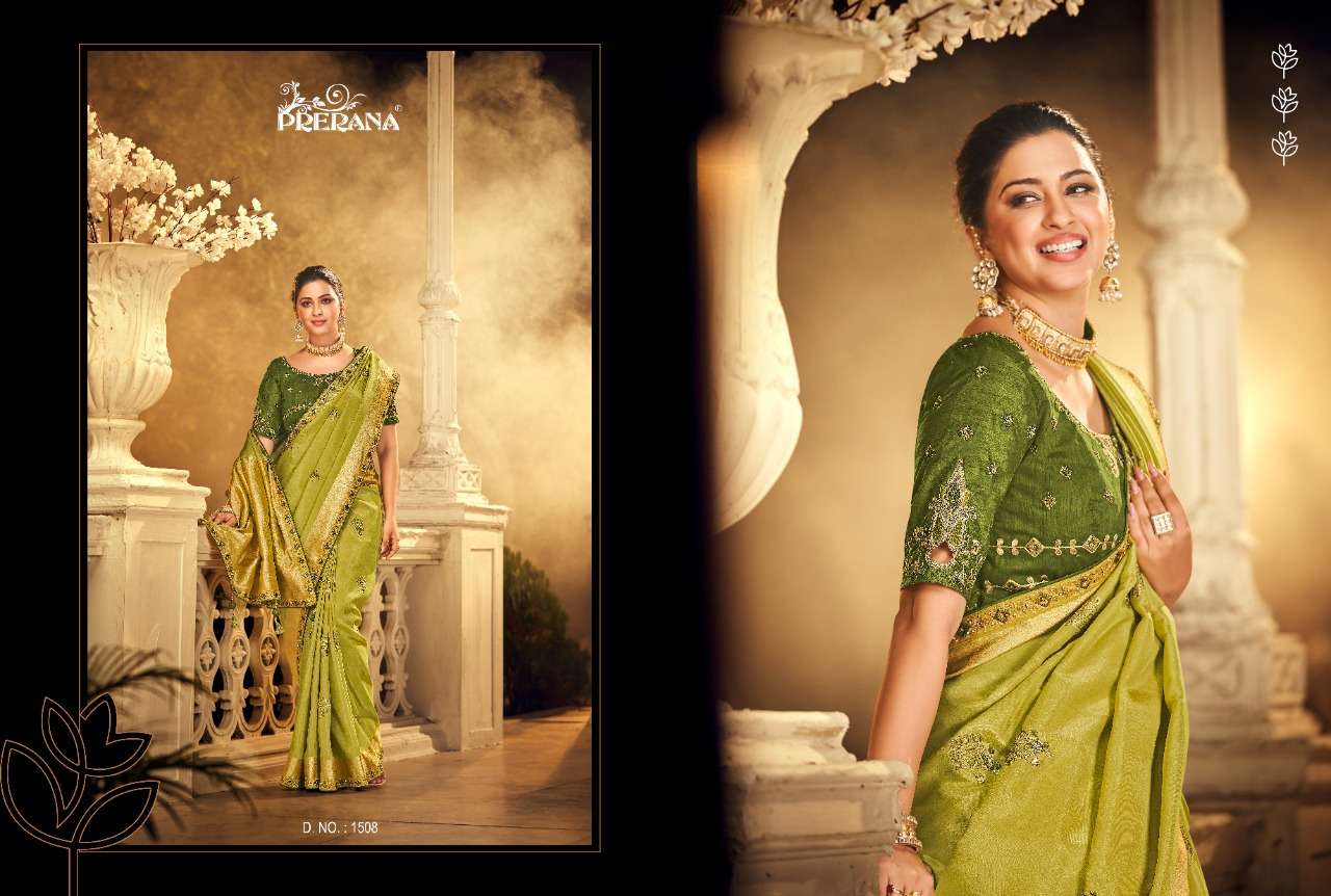 PRERANA 1501 SERIES BY PRERANA 1501 TO 1509 SERIES INDIAN TRADITIONAL WEAR COLLECTION BEAUTIFUL STYLISH FANCY COLORFUL PARTY WEAR & OCCASIONAL WEAR FANCY SAREES AT WHOLESALE PRICE