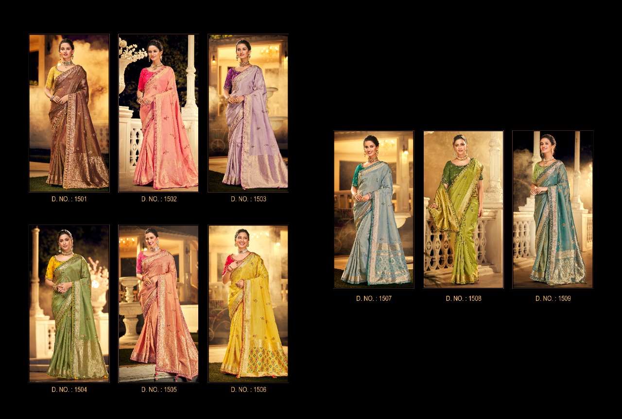 PRERANA 1501 SERIES BY PRERANA 1501 TO 1509 SERIES INDIAN TRADITIONAL WEAR COLLECTION BEAUTIFUL STYLISH FANCY COLORFUL PARTY WEAR & OCCASIONAL WEAR FANCY SAREES AT WHOLESALE PRICE