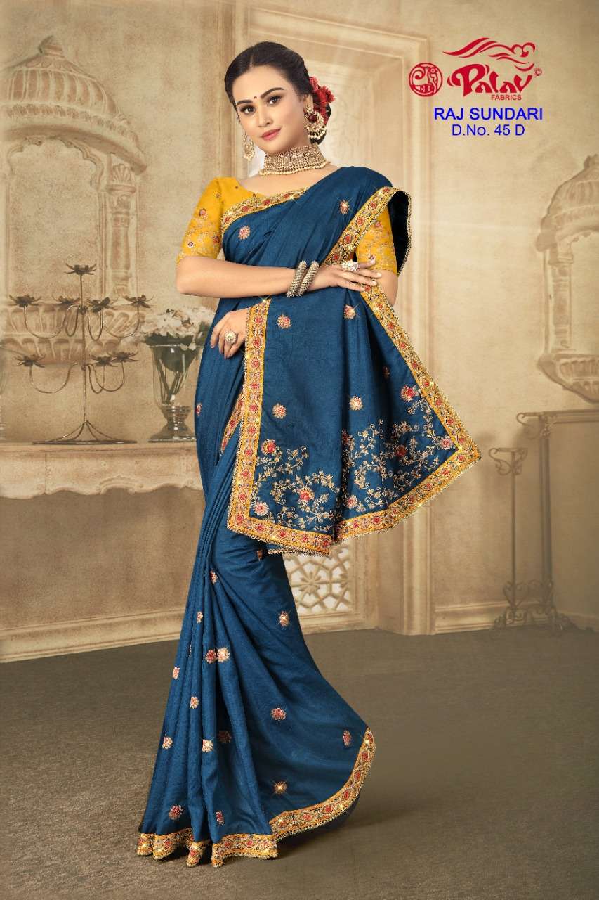 RAJ SUNDARI BY PALAV 45-A TO 45-D SERIES INDIAN TRADITIONAL WEAR COLLECTION BEAUTIFUL STYLISH FANCY COLORFUL PARTY WEAR & OCCASIONAL WEAR FANCY SAREES AT WHOLESALE PRICE