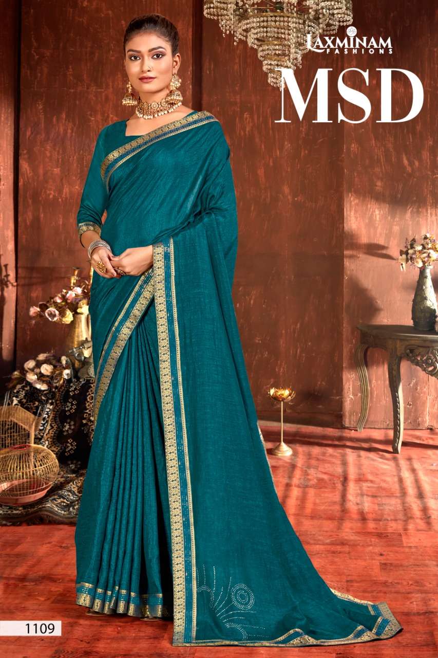 MSD BY LAXINAM 1105 TO 1112 SERIES INDIAN TRADITIONAL WEAR COLLECTION BEAUTIFUL STYLISH FANCY COLORFUL PARTY WEAR & OCCASIONAL WEAR CHINNON SAREES AT WHOLESALE PRICE