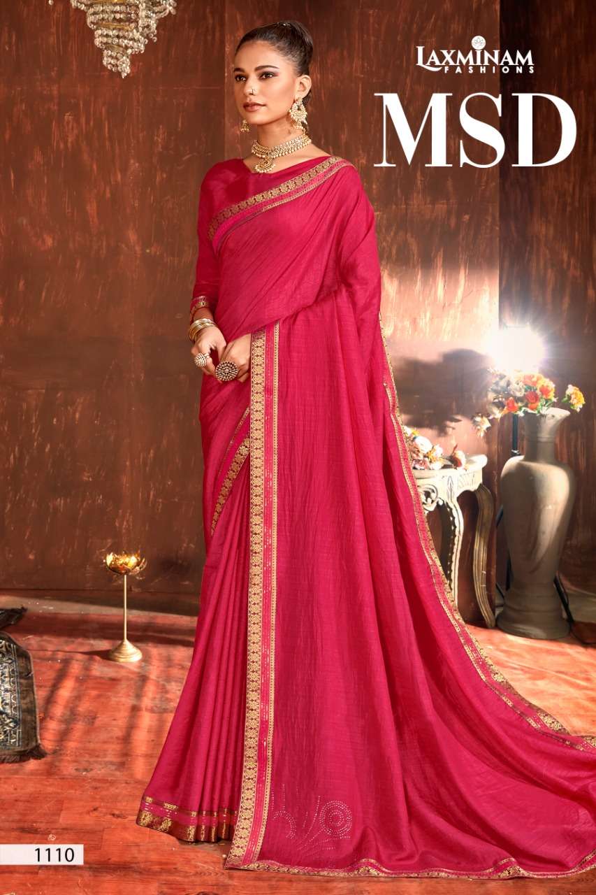 MSD BY LAXINAM 1105 TO 1112 SERIES INDIAN TRADITIONAL WEAR COLLECTION BEAUTIFUL STYLISH FANCY COLORFUL PARTY WEAR & OCCASIONAL WEAR CHINNON SAREES AT WHOLESALE PRICE