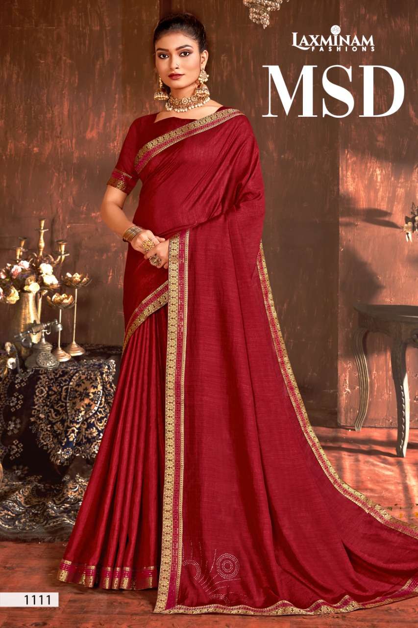 MSD BY LAXINAM 1105 TO 1112 SERIES INDIAN TRADITIONAL WEAR COLLECTION BEAUTIFUL STYLISH FANCY COLORFUL PARTY WEAR & OCCASIONAL WEAR CHINNON SAREES AT WHOLESALE PRICE
