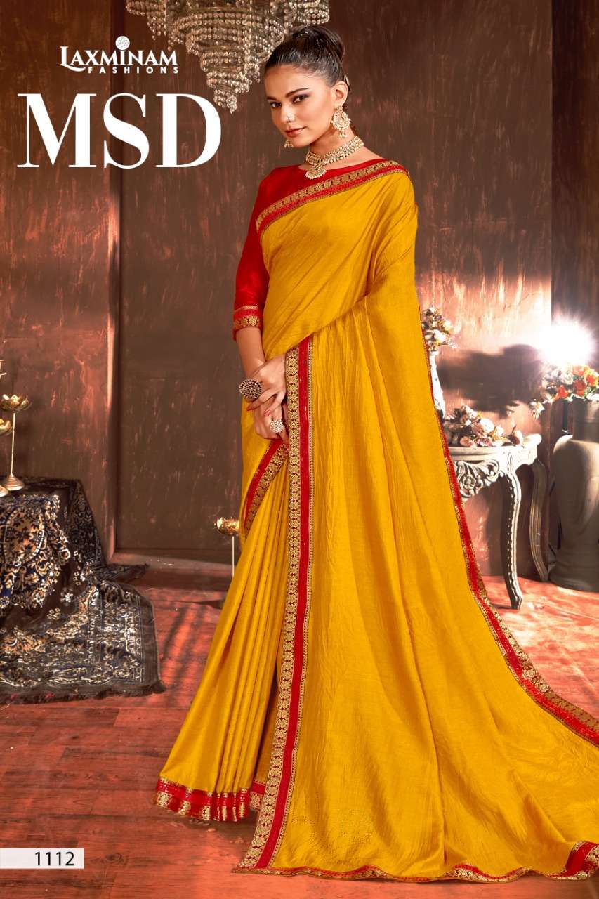 MSD BY LAXINAM 1105 TO 1112 SERIES INDIAN TRADITIONAL WEAR COLLECTION BEAUTIFUL STYLISH FANCY COLORFUL PARTY WEAR & OCCASIONAL WEAR CHINNON SAREES AT WHOLESALE PRICE