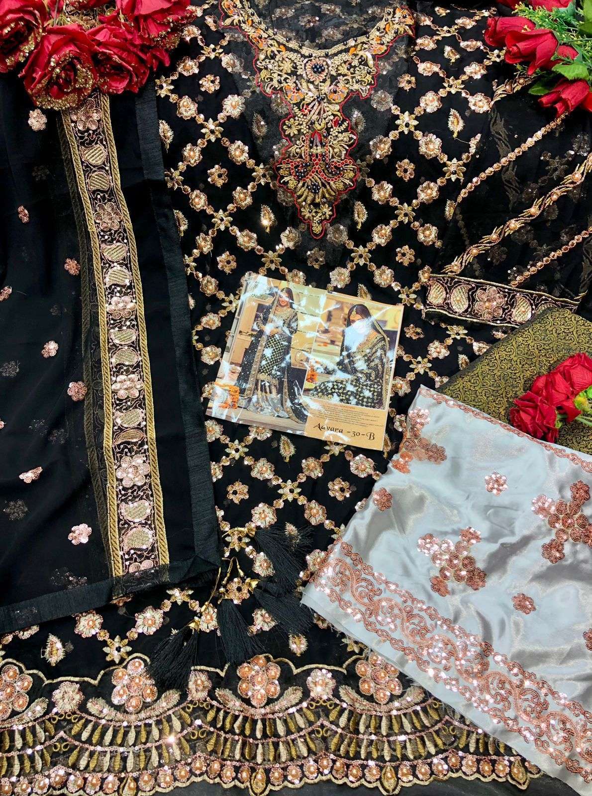 AAYARA 30 COLOURS BY LAAIBAH DESIGNER 30-A TO 30-B SERIES BEAUTIFUL STYLISH PAKISATNI SUITS FANCY COLORFUL CASUAL WEAR & ETHNIC WEAR & READY TO WEAR FAUX GEORGETTE WITH EMBROIDERY DRESSES AT WHOLESALE PRICE