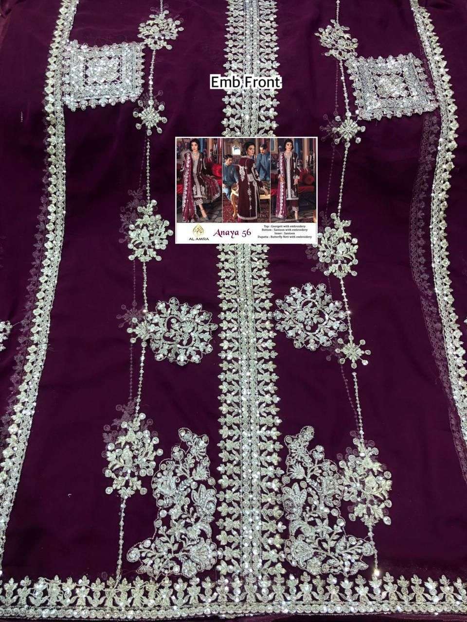 Anaya 56 By Al Amra Pakistani Suits Beautiful Fancy Colorful Stylish Party Wear & Occasional Wear Georgette Embroidery Dresses At Wholesale Price