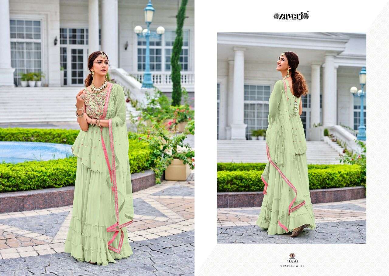 WESTERN WEAR VOL-2 BY ZAVERI 1047 TO 1050 SERIES BEAUTIFUL STYLISH SHARARA SUITS FANCY COLORFUL CASUAL WEAR & ETHNIC WEAR & READY TO WEAR PURE VISCOSE GEORGETTE EMBROIDERED DRESSES AT WHOLESALE PRICE