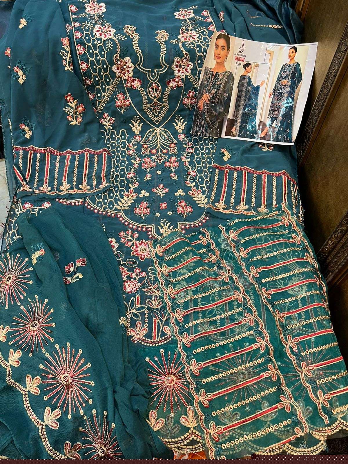 MAHA BY ALIF FASHION BEAUTIFUL PAKISTANI SUITS STYLISH COLORFUL FANCY CASUAL WEAR & ETHNIC WEAR FAUX GEORGETTE EMBROIDERED DRESSES AT WHOLESALE PRICE