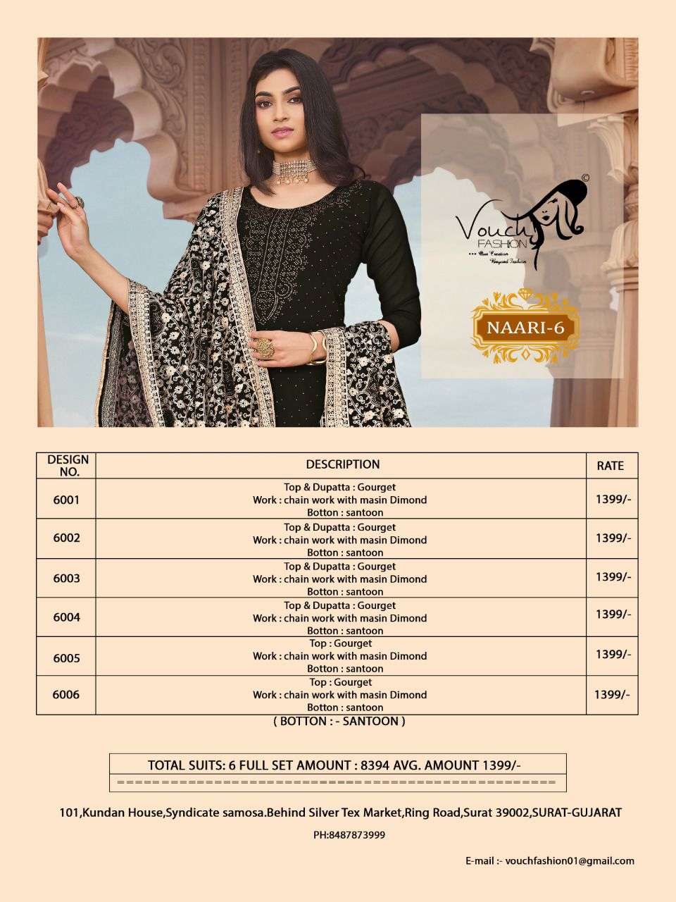 Naari Vol-6 By Vouche 6001 To 6006 Series Designer Sharara Suits Collection Beautiful Stylish Colorful Fancy Party Wear & Occasional Wear Georgette Dresses At Wholesale Price
