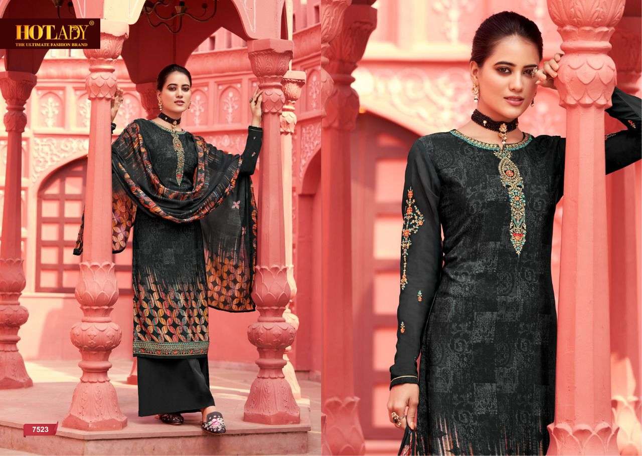KASTURI BY HOT LADY 7521 TO 7528 SERIES BEAUTIFUL STYLISH SHARARA SUITS FANCY COLORFUL CASUAL WEAR & ETHNIC WEAR & READY TO WEAR CREPE DIGITAL PRINT DRESSES AT WHOLESALE PRICE