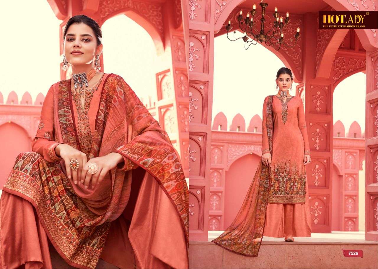 KASTURI BY HOT LADY 7521 TO 7528 SERIES BEAUTIFUL STYLISH SHARARA SUITS FANCY COLORFUL CASUAL WEAR & ETHNIC WEAR & READY TO WEAR CREPE DIGITAL PRINT DRESSES AT WHOLESALE PRICE