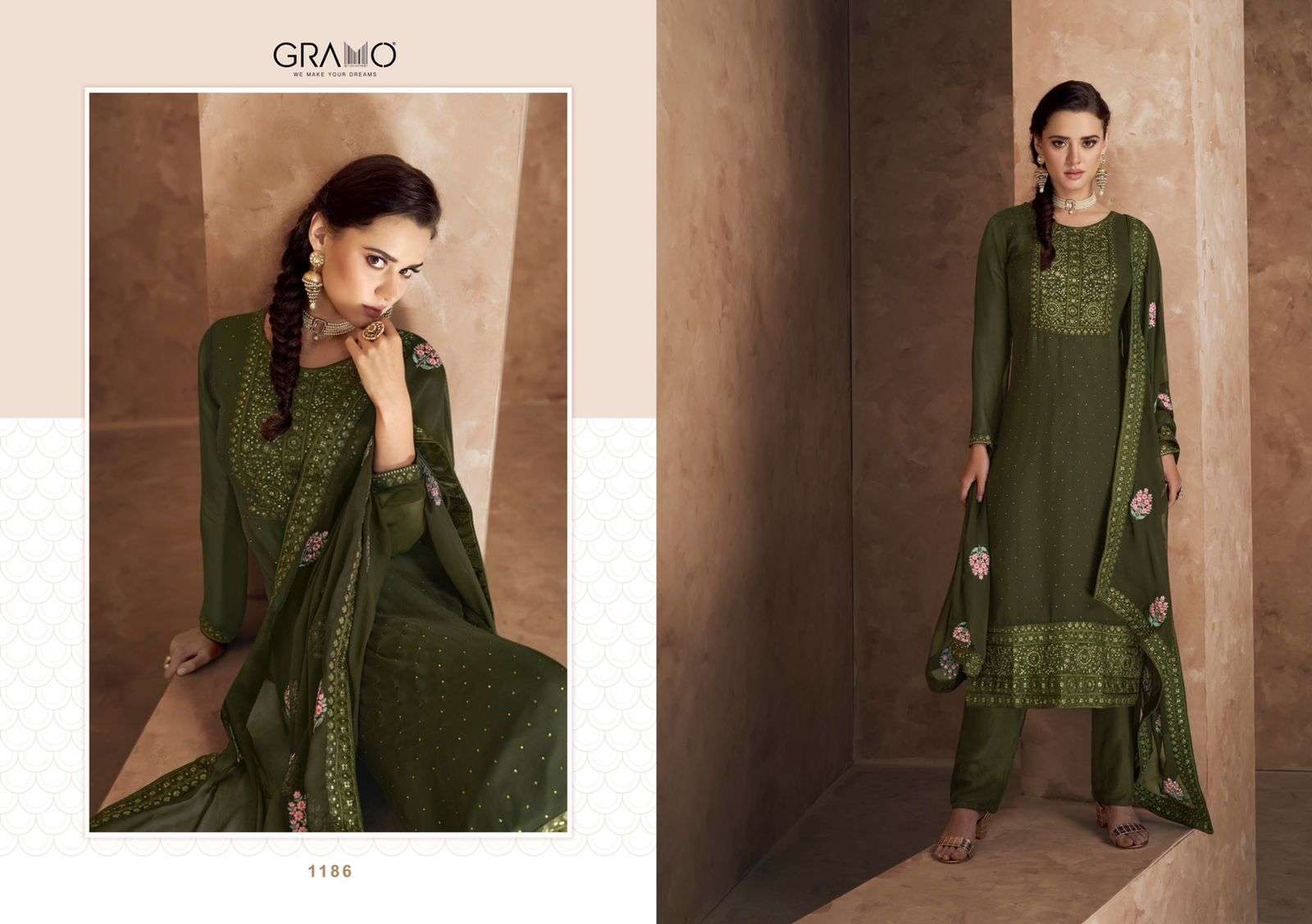Pallavi Vol-2 By Gramo 1186 To 1189 Series Beautiful Suits Colorful Stylish Fancy Casual Wear & Ethnic Wear Heavy Faux Georgette Dresses At Wholesale Price