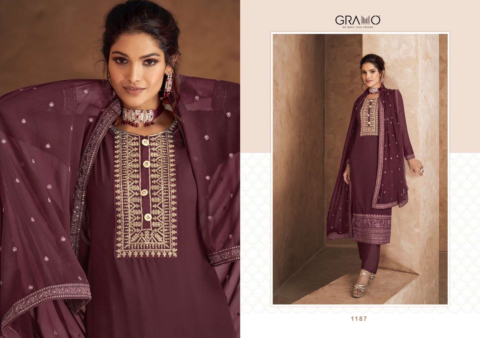 Pallavi Vol-2 By Gramo 1186 To 1189 Series Beautiful Suits Colorful Stylish Fancy Casual Wear & Ethnic Wear Heavy Faux Georgette Dresses At Wholesale Price