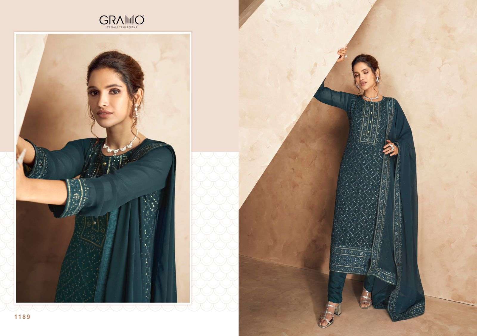 Pallavi Vol-2 By Gramo 1186 To 1189 Series Beautiful Suits Colorful Stylish Fancy Casual Wear & Ethnic Wear Heavy Faux Georgette Dresses At Wholesale Price