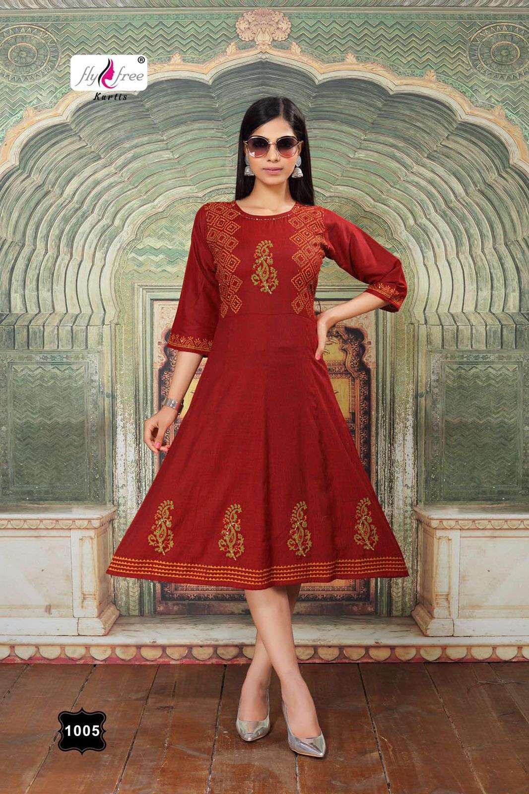 SWEET BY FLY FREE 1001 TO 1007 SERIES DESIGNER STYLISH FANCY COLORFUL BEAUTIFUL PARTY WEAR & ETHNIC WEAR COLLECTION RAYON TWO TONE PRINT KURTIS AT WHOLESALE PRICE