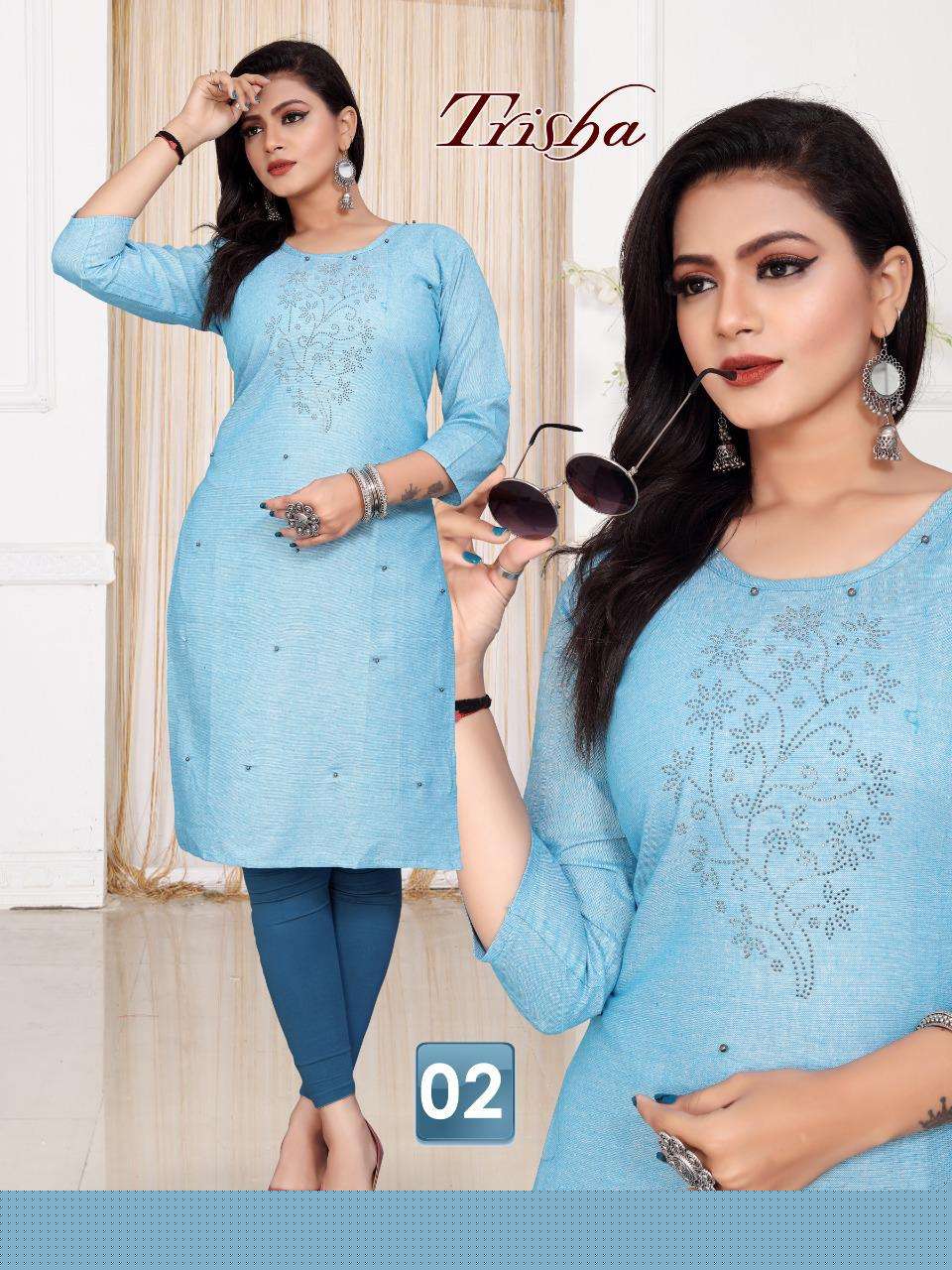 TRISHA BY AAGYA 01 TO 12 SERIES DESIGNER STYLISH FANCY COLORFUL BEAUTIFUL PARTY WEAR & ETHNIC WEAR COLLECTION SOUTH COTTON KURTIS AT WHOLESALE PRICE