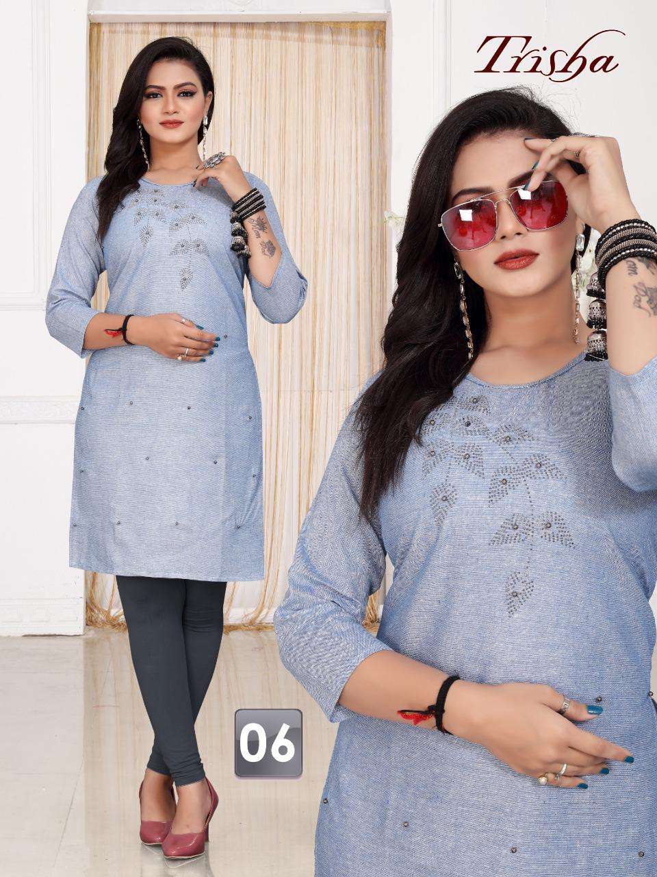 TRISHA BY AAGYA 01 TO 12 SERIES DESIGNER STYLISH FANCY COLORFUL BEAUTIFUL PARTY WEAR & ETHNIC WEAR COLLECTION SOUTH COTTON KURTIS AT WHOLESALE PRICE