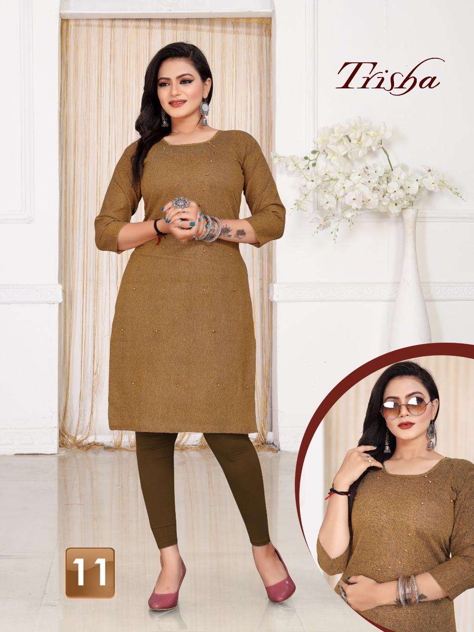 TRISHA BY AAGYA 01 TO 12 SERIES DESIGNER STYLISH FANCY COLORFUL BEAUTIFUL PARTY WEAR & ETHNIC WEAR COLLECTION SOUTH COTTON KURTIS AT WHOLESALE PRICE