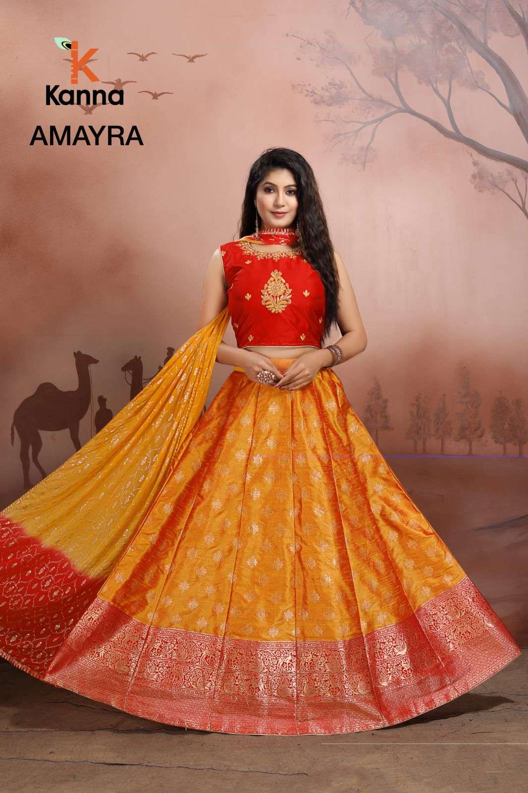 AMAYRA BY KANNA 01 TO 11 SERIES DESIGNER BEAUTIFUL NAVRATRI COLLECTION OCCASIONAL WEAR & PARTY WEAR JACQYARD LEHENGAS AT WHOLESALE PRICE