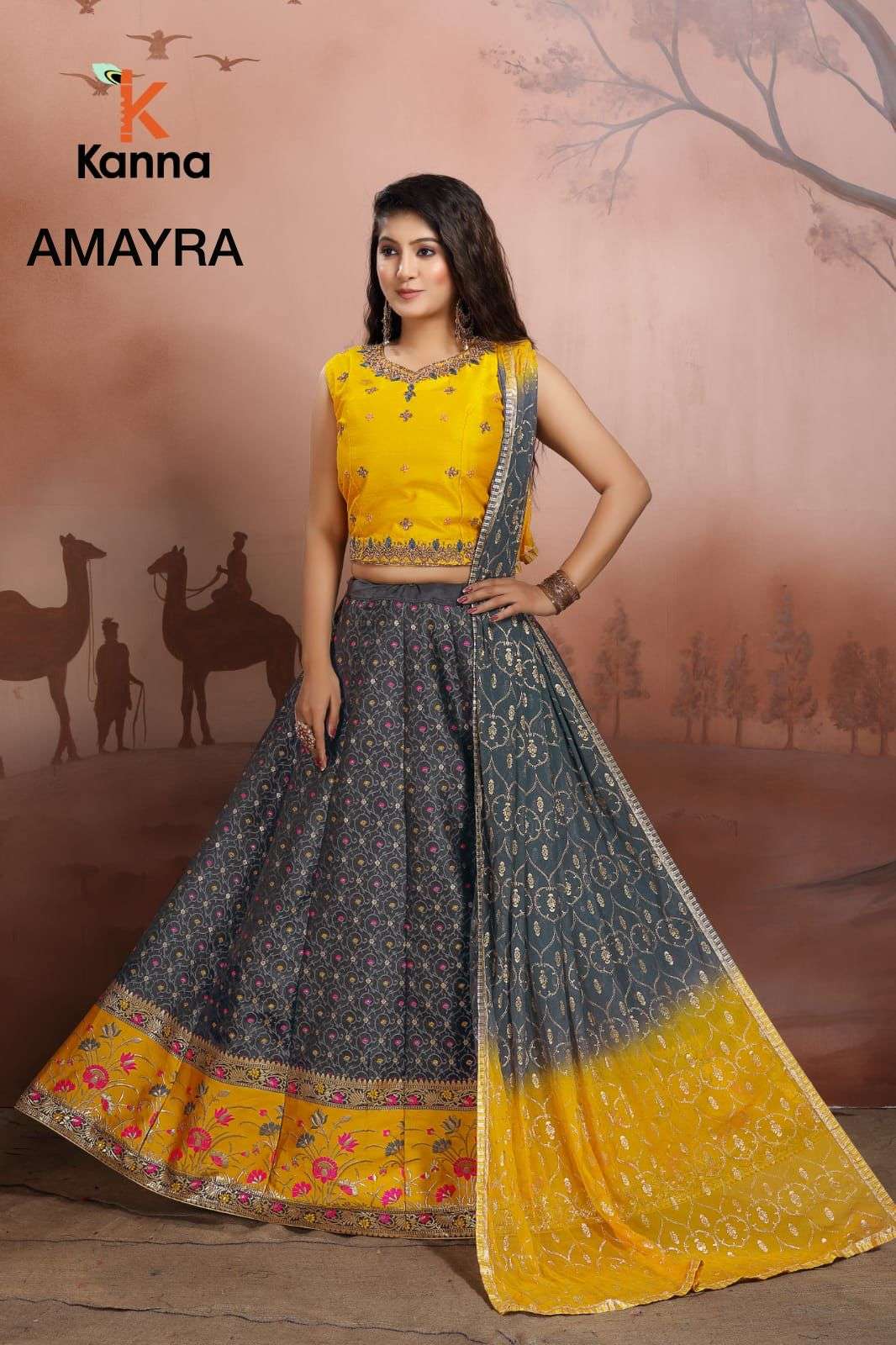 AMAYRA BY KANNA 01 TO 11 SERIES DESIGNER BEAUTIFUL NAVRATRI COLLECTION OCCASIONAL WEAR & PARTY WEAR JACQYARD LEHENGAS AT WHOLESALE PRICE