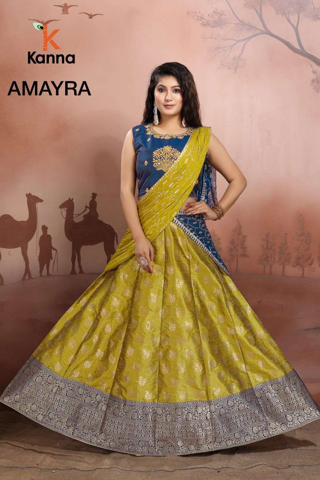 AMAYRA BY KANNA 01 TO 11 SERIES DESIGNER BEAUTIFUL NAVRATRI COLLECTION OCCASIONAL WEAR & PARTY WEAR JACQYARD LEHENGAS AT WHOLESALE PRICE