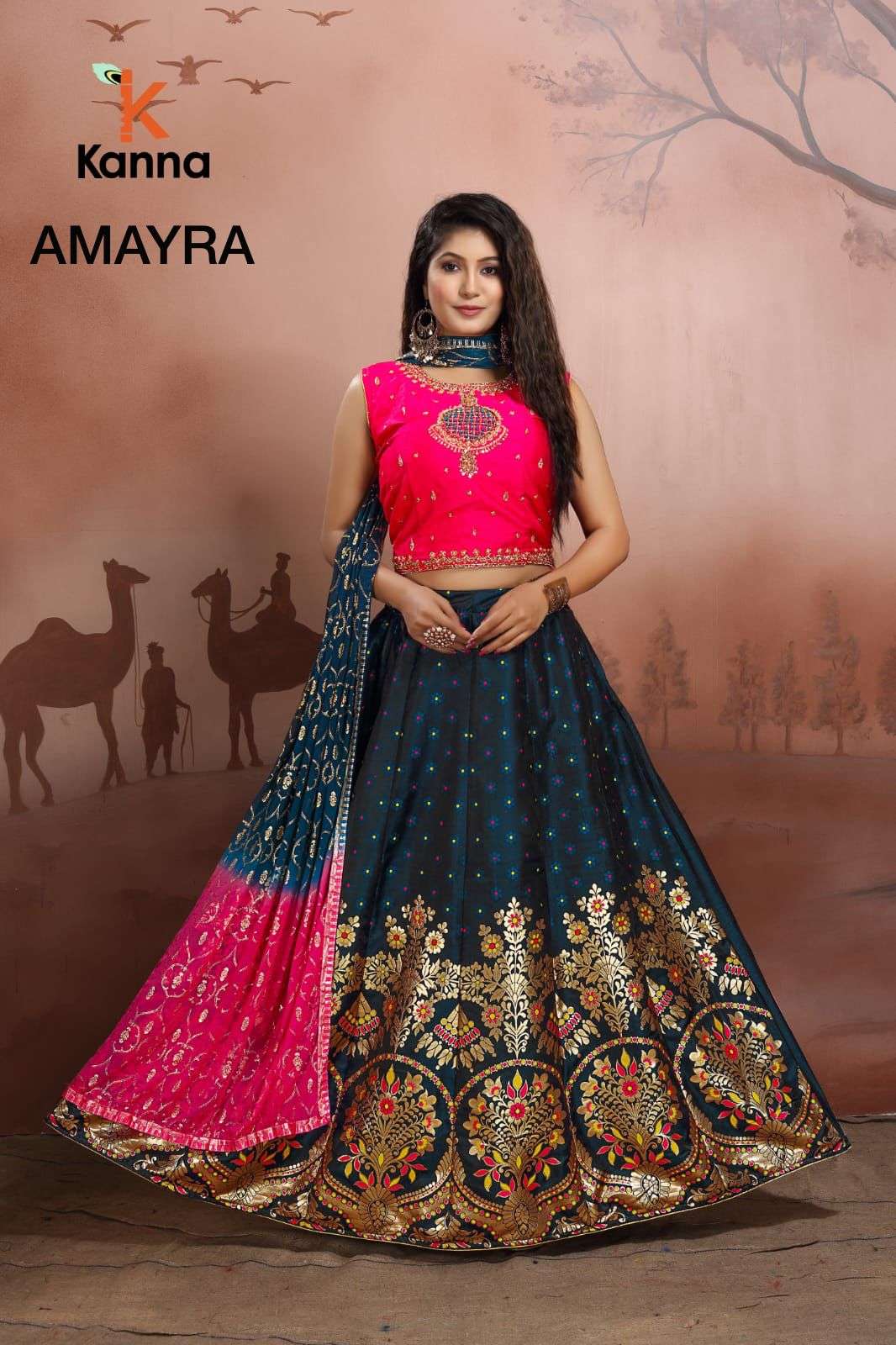 AMAYRA BY KANNA 01 TO 11 SERIES DESIGNER BEAUTIFUL NAVRATRI COLLECTION OCCASIONAL WEAR & PARTY WEAR JACQYARD LEHENGAS AT WHOLESALE PRICE