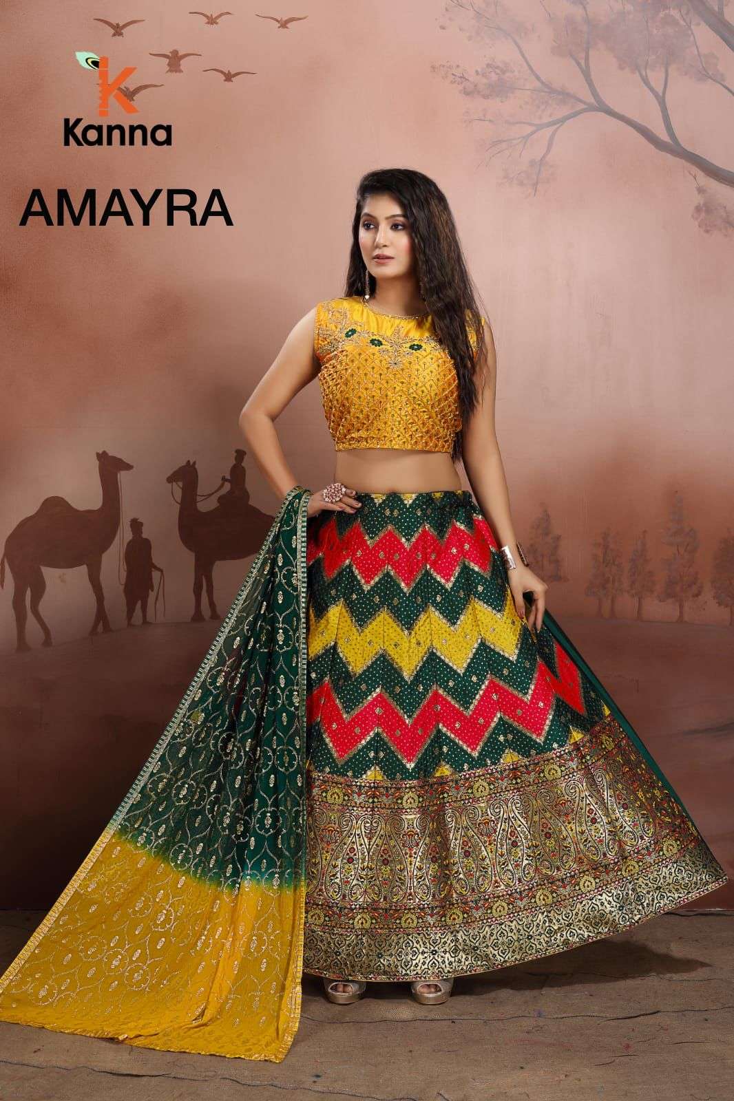 AMAYRA BY KANNA 01 TO 11 SERIES DESIGNER BEAUTIFUL NAVRATRI COLLECTION OCCASIONAL WEAR & PARTY WEAR JACQYARD LEHENGAS AT WHOLESALE PRICE