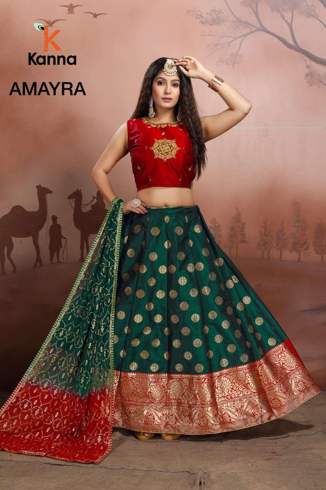 AMAYRA BY KANNA 01 TO 11 SERIES DESIGNER BEAUTIFUL NAVRATRI COLLECTION OCCASIONAL WEAR & PARTY WEAR JACQYARD LEHENGAS AT WHOLESALE PRICE