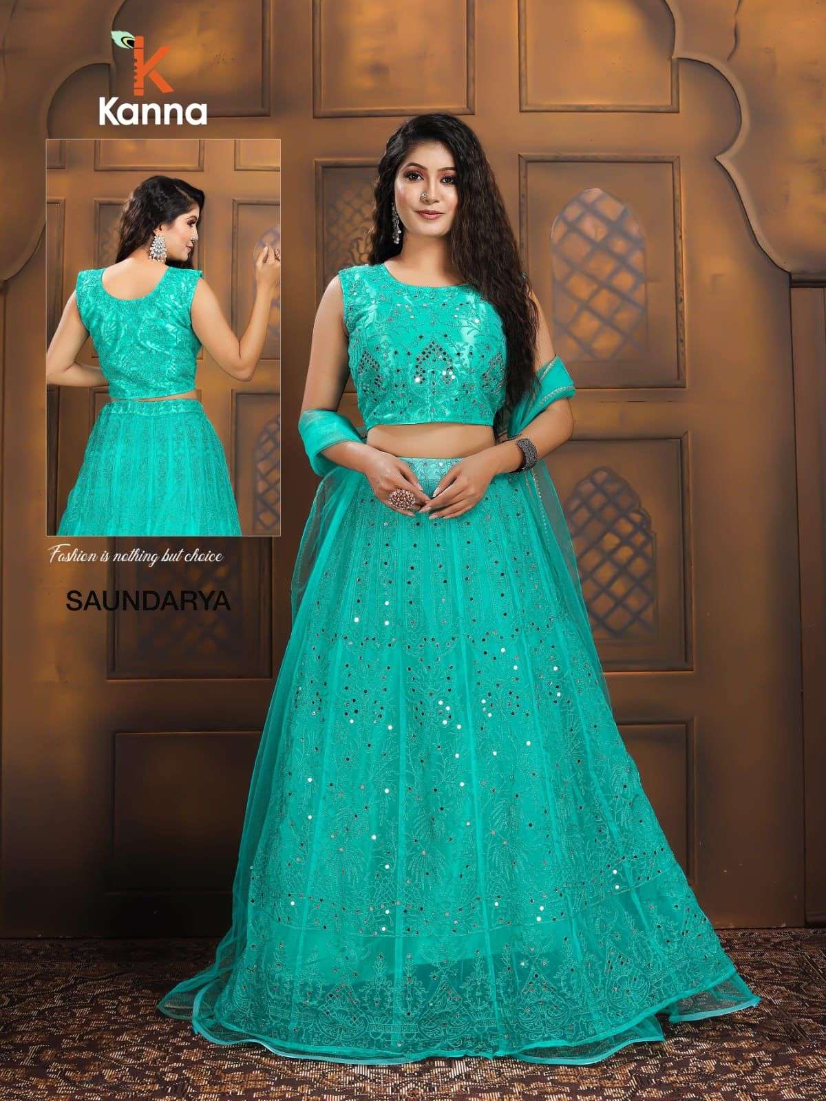 SAUNDARYA BY KANNA 01 TO 06 SERIES DESIGNER BEAUTIFUL NAVRATRI COLLECTION OCCASIONAL WEAR & PARTY WEAR HEAVY NET LEHENGAS AT WHOLESALE PRICE